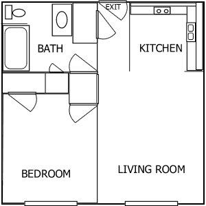 R Plaza 1 Bedroom floorplan 1