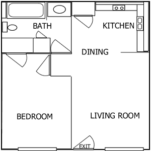 R Plaza 1 Bedroom floorplan 2